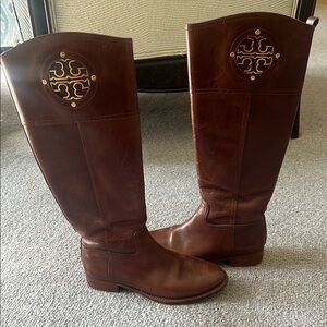 Tory Burch Brown Leather Riding Boots